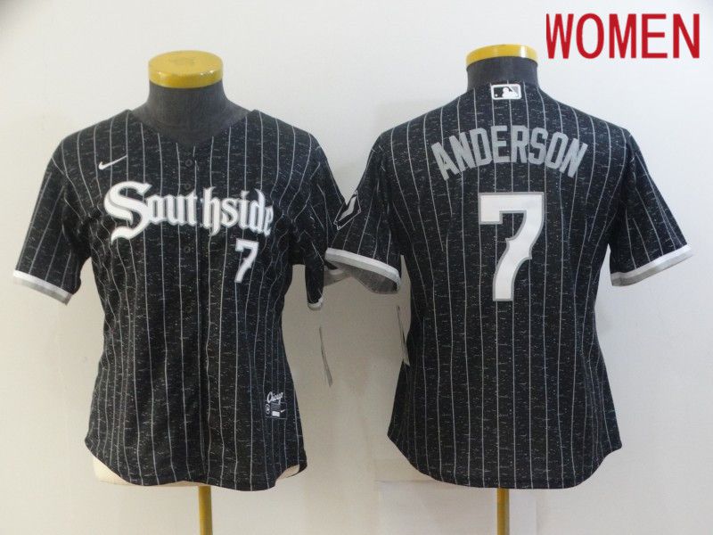 Women Chicago White Sox #7 Anderson City Edition Black Game Nike 2021 MLB Jerseys->women mlb jersey->Women Jersey